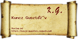 Kuncz Gusztáv névjegykártya
